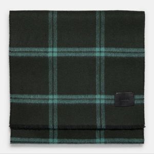 Vince Windowpane Wool and Cashmere Double-Face Scarf - Green - nwot